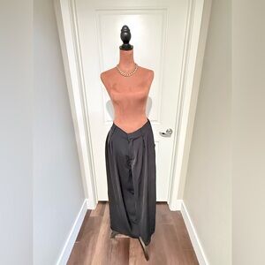 Black Wide Leg Pants High Rise Elastic Waist Relaxed Fit Minimal